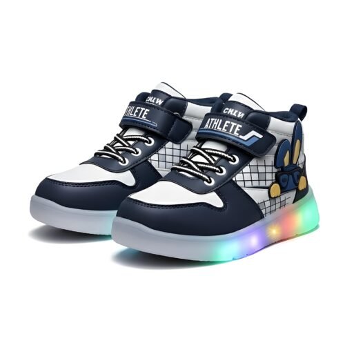 Kids Unisex LED Light Sneakers, High Top Athletic Shoes with Lights Comfortable Fashion Shoes for 12 Montjhs to 8 Years of Baby Boys and Girls