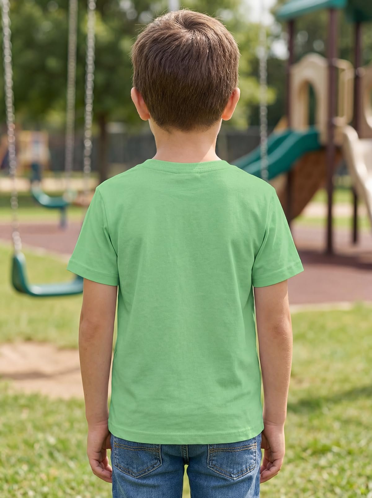 Boys Round Neck Printed Blended Cotton Tshirt -Combo Pack of 2 - Orange/Blue - Image 5