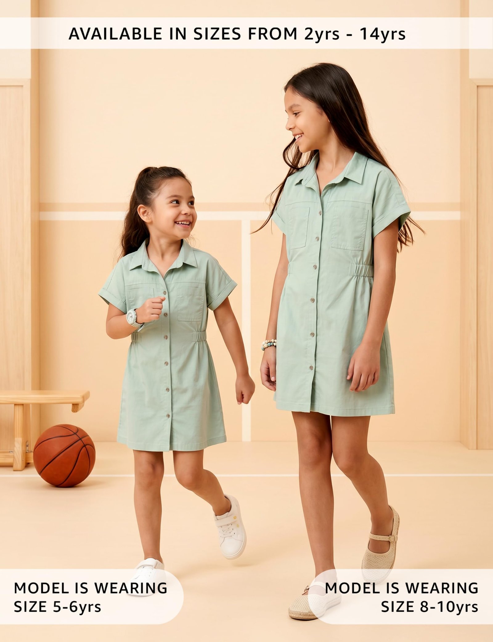 Girls Knee Length Pure Cotton Shirt Dress - Image 3