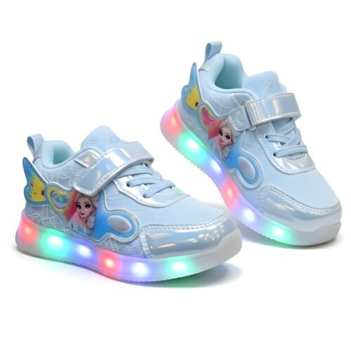 Girls Character Sneakers, Purple, Hook and Loop Closure, Comfortable Fashion Shoes for Kids
