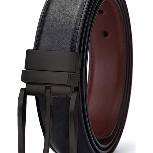 Men's Vegan Leather Reversible Black and Brown Belt | Formal/Casual | Rotating Buckle | RSTX-04