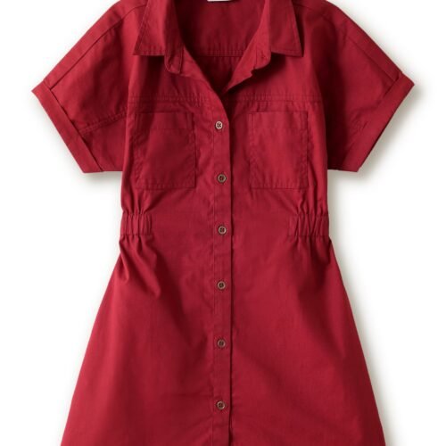 Girls Knee Length Pure Cotton Shirt Dress