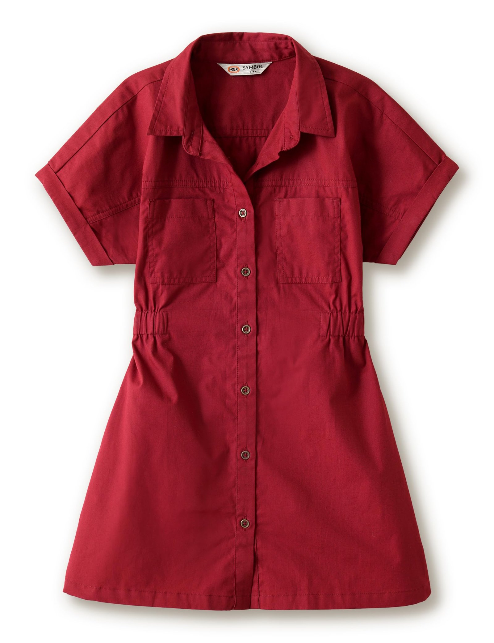 Girls Knee Length Pure Cotton Shirt Dress