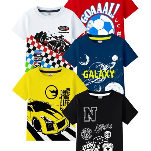 Boys Half Sleeves Regular Fit Cotton T-Shirt