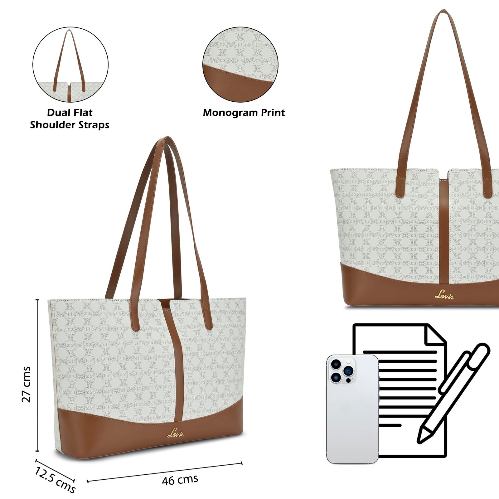 Mono Freya Monogram Print Tote Bag for Women (10 Pics) - Image 5