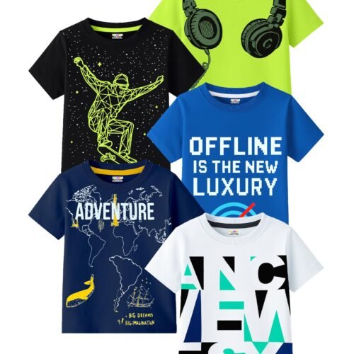 Boys Half Sleeves Regular Fit Cotton T-Shirt