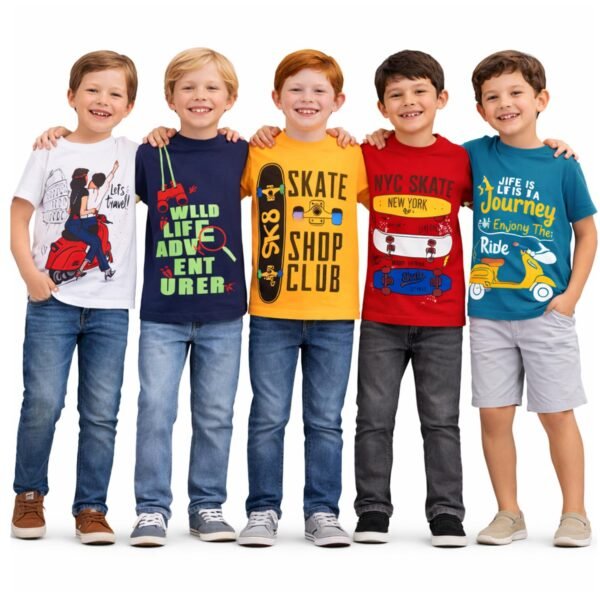 T2F Boys Cotton Regular fit T-Shirts Pack of 5 (20 Pics)