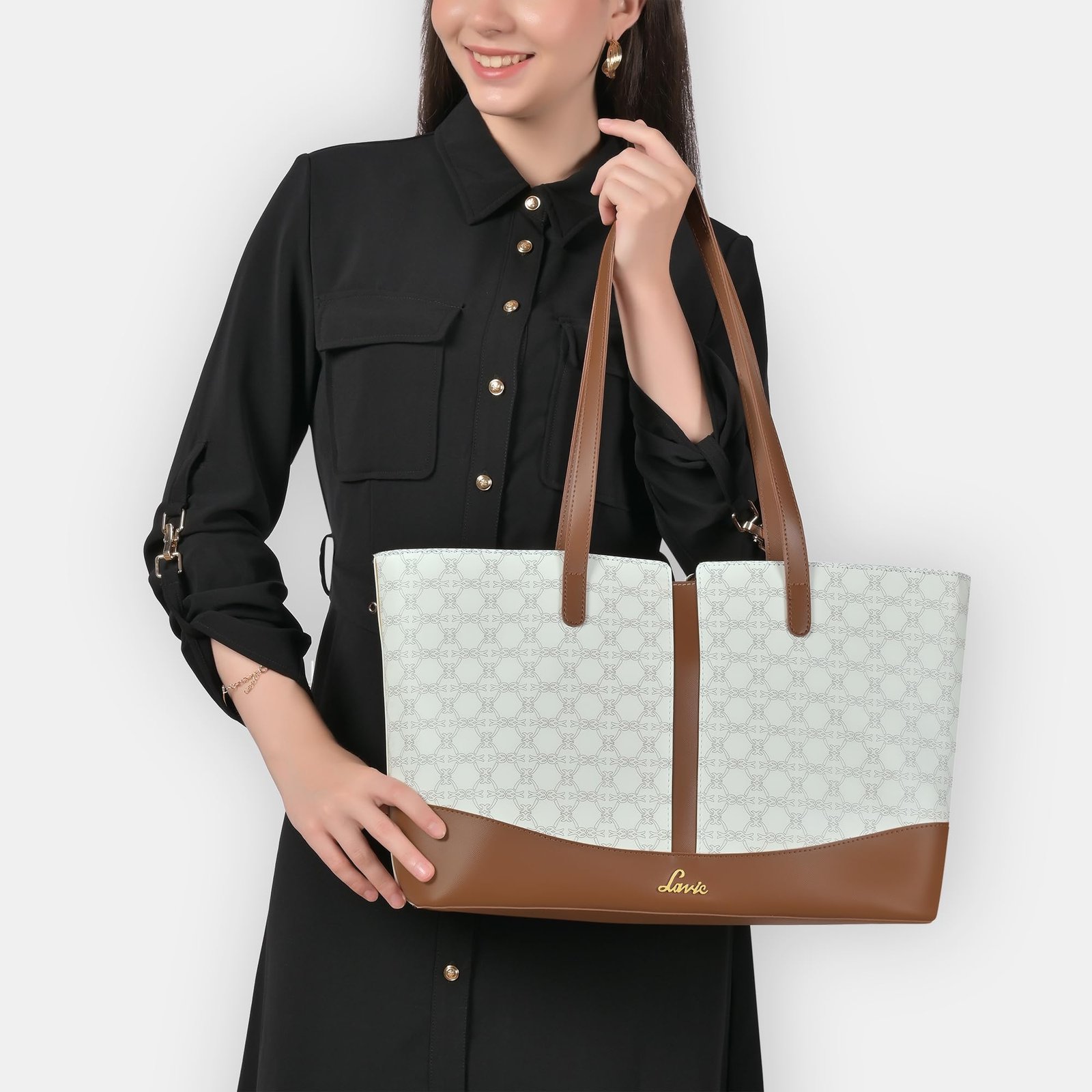Mono Freya Monogram Print Tote Bag for Women (10 Pics) - Image 3