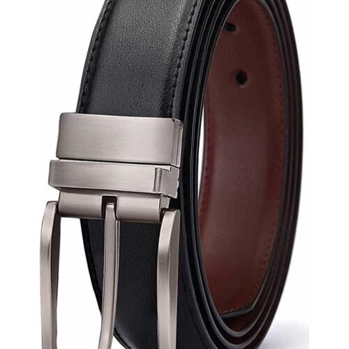 Men's Vegan Leather Reversible Black and Brown Belt | Formal/Casual | Rotating Buckle | RSTX-04